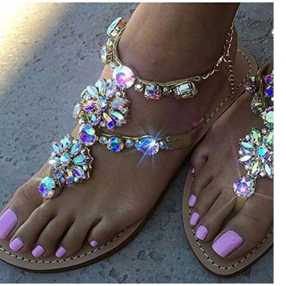 Rhinestone Chain Gladiator sandals size 7 - Picture 1 of 5